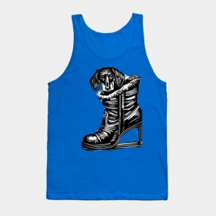 Dachshund Dog on a boot Tank Top